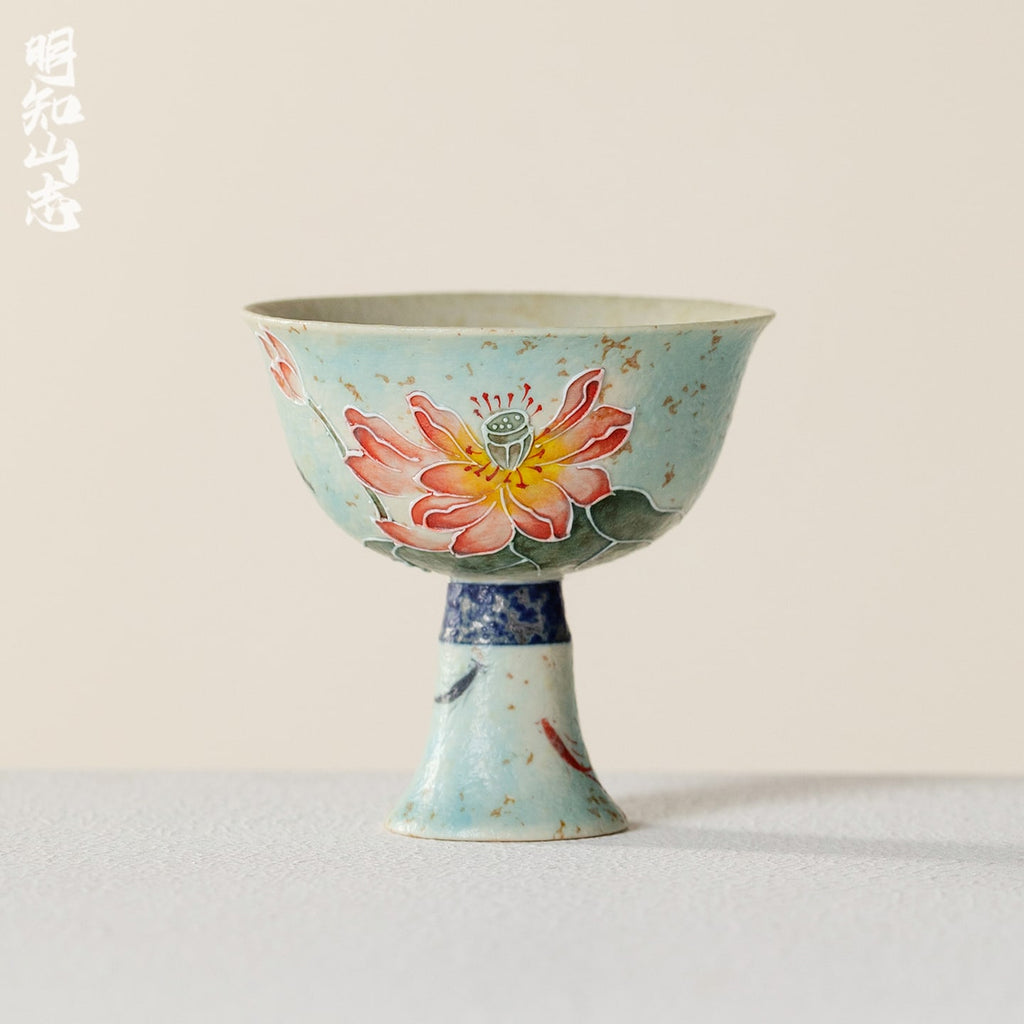 Lanting Pink Lotus Song-Style High-Footed Tasting Cup — view 2