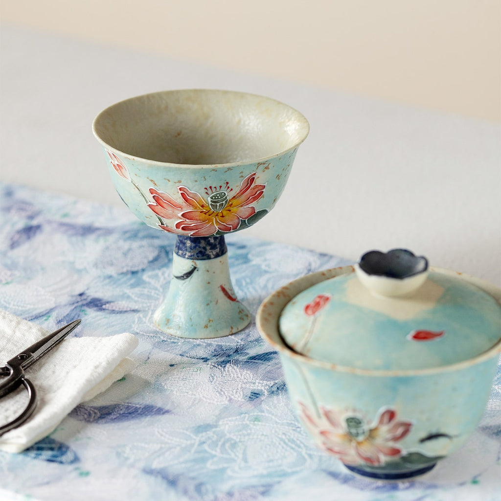 Lanting Pink Lotus Song-Style High-Footed Tasting Cup — view 3