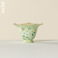Meadow Green Hand-Painted Daisy Flowing Cloud Petal-Rim Tasting Cup — view 2