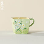 Meadow Green Hand-Painted Daisy Quiet-Frost Handle Tasting Cup — view 2