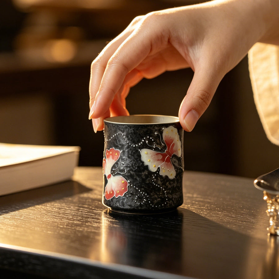 Midnight Black Zhuangzi's Butterfly Dream Bamboo-Knot Tasting Cup — view 2