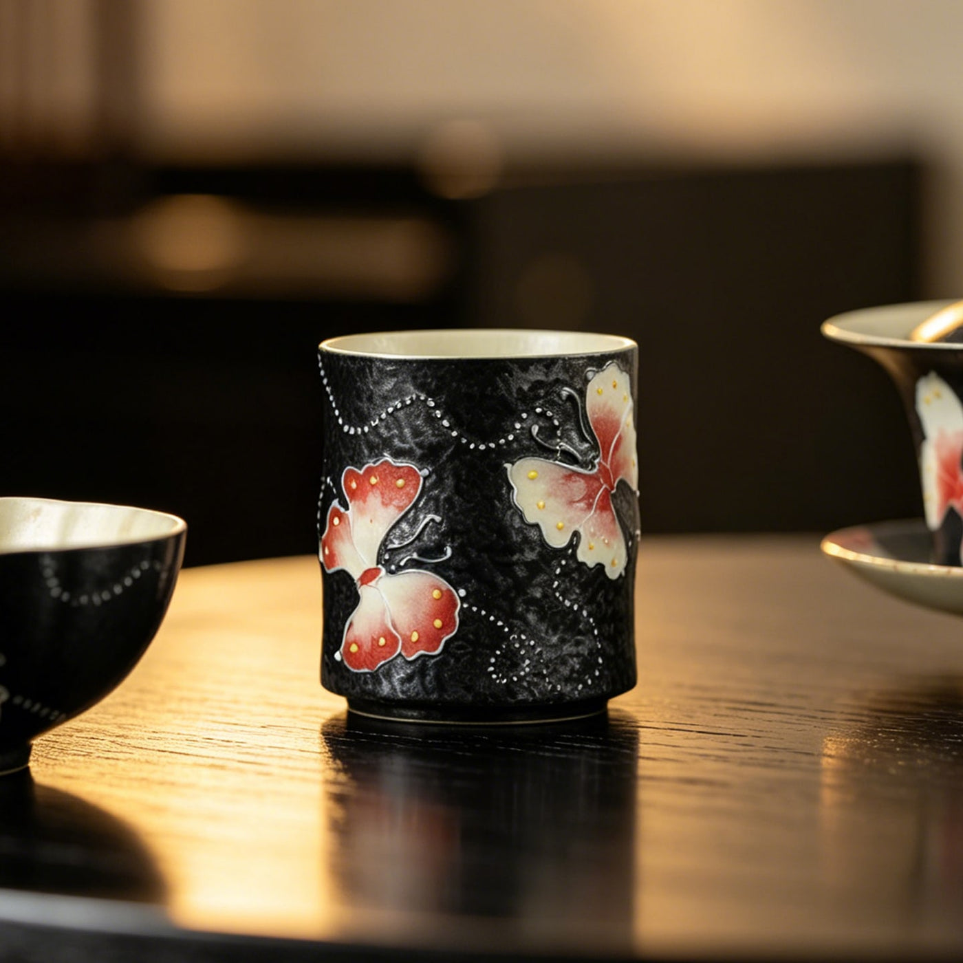 Midnight Black Zhuangzi's Butterfly Dream Bamboo-Knot Tasting Cup