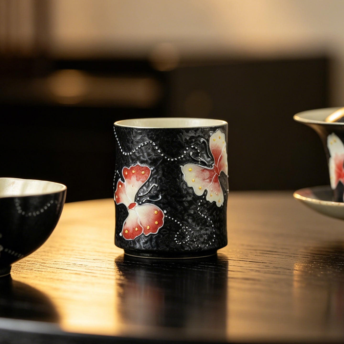 Midnight Black Zhuangzi's Butterfly Dream Bamboo-Knot Tasting Cup — view 4