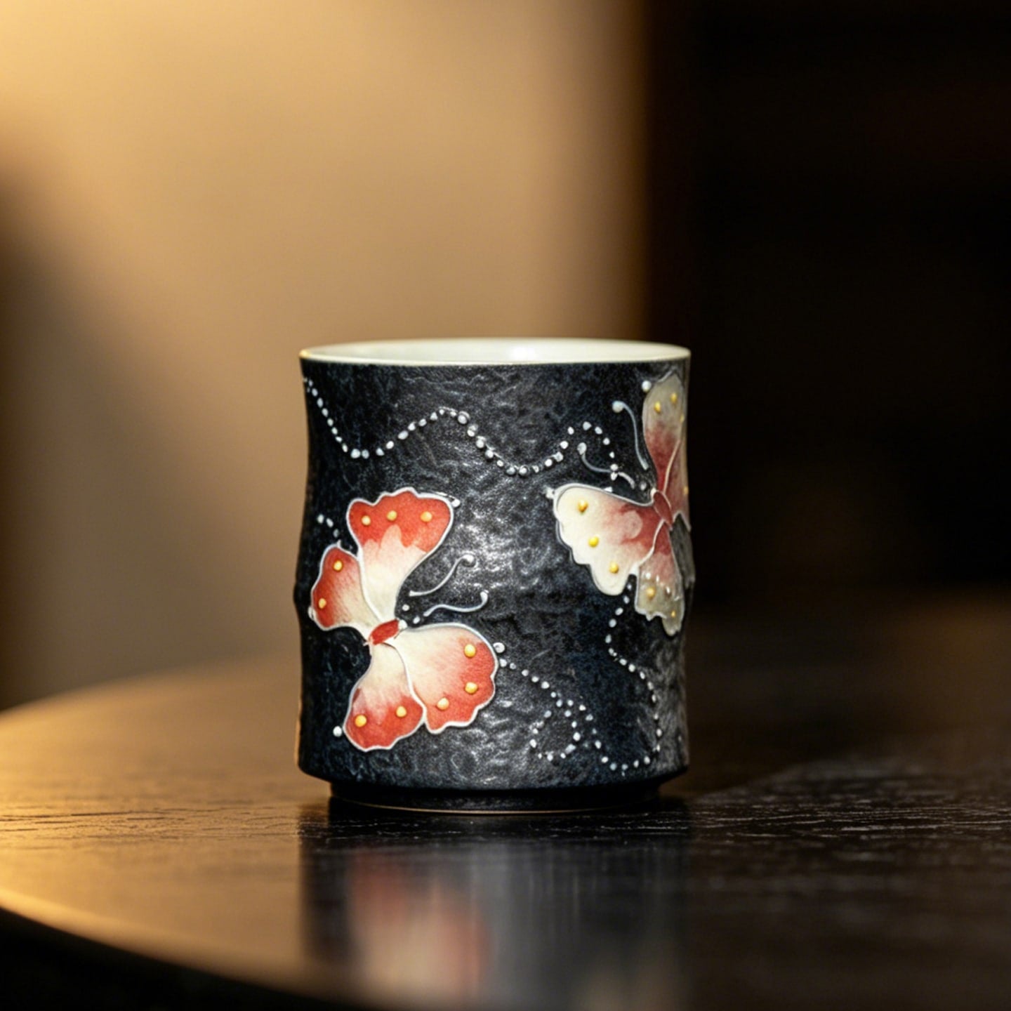 Midnight Black Zhuangzi's Butterfly Dream Bamboo-Knot Tasting Cup — view 5