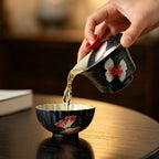 Midnight Black Zhuangzi's Butterfly Dream Horseshoe Three-Piece Gaiwan — view 2