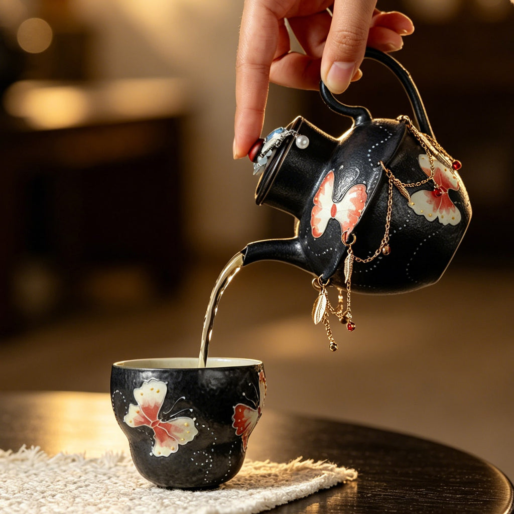 Midnight Black Zhuangzi's Butterfly Dream Islet Teapot — view 2