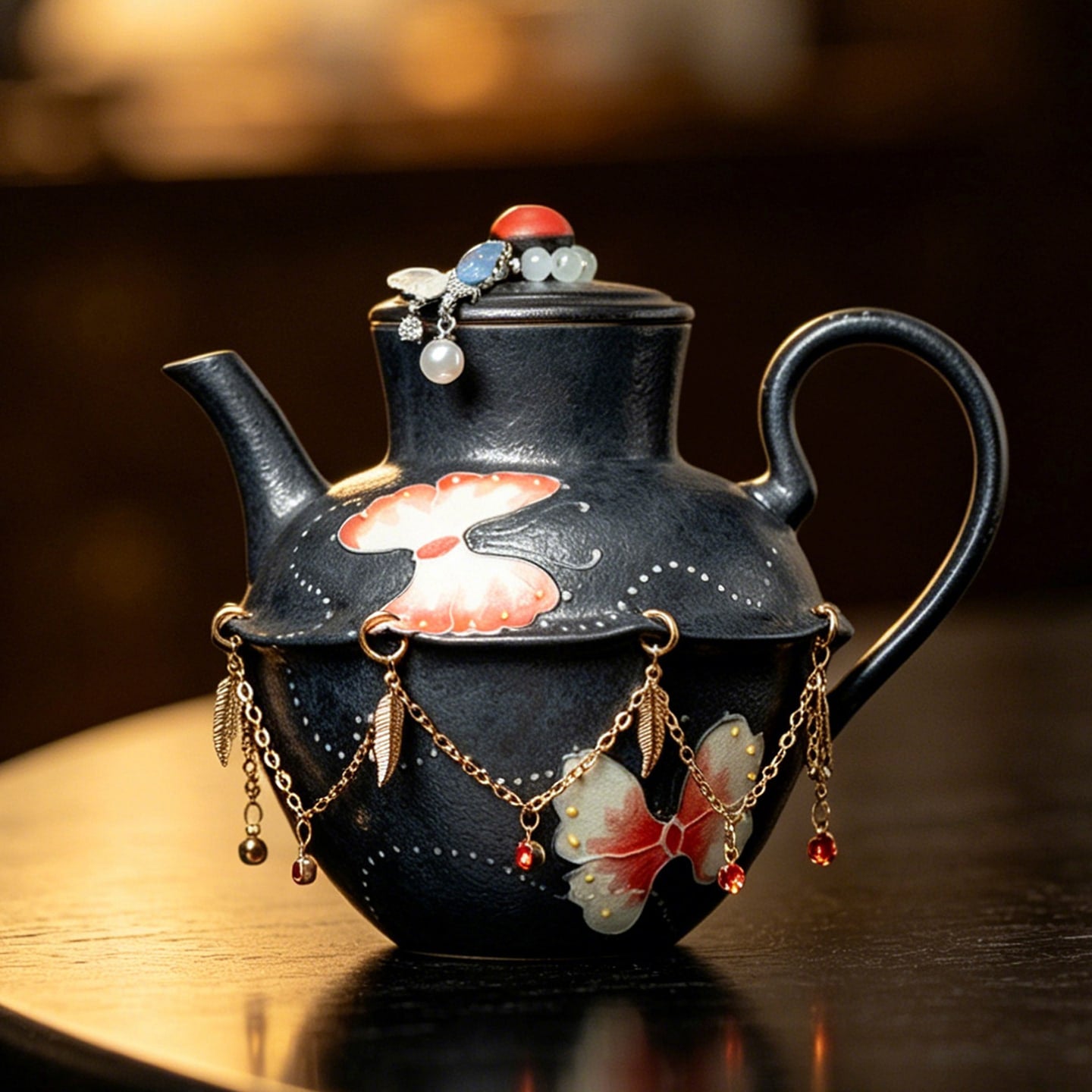 Midnight Black Zhuangzi's Butterfly Dream Islet Teapot — view 5