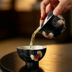 Midnight Black Zhuangzi's Butterfly Dream Lotus Flared-Rim Gaiwan — view 2