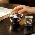 Midnight Black Zhuangzi's Butterfly Dream Lotus Flared-Rim Gaiwan — view 3