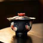 Midnight Black Zhuangzi's Butterfly Dream Lotus Flared-Rim Gaiwan — view 5