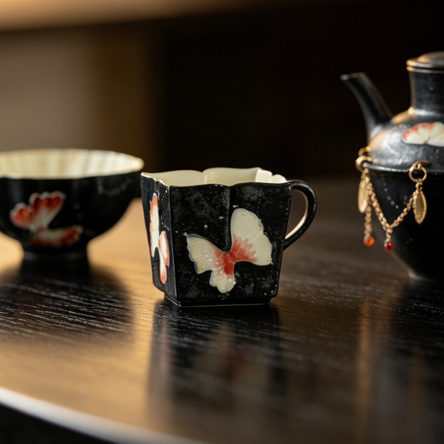 Midnight Black Zhuangzi's Butterfly Dream Quiet-Frost Handle Tasting Cup — view 4