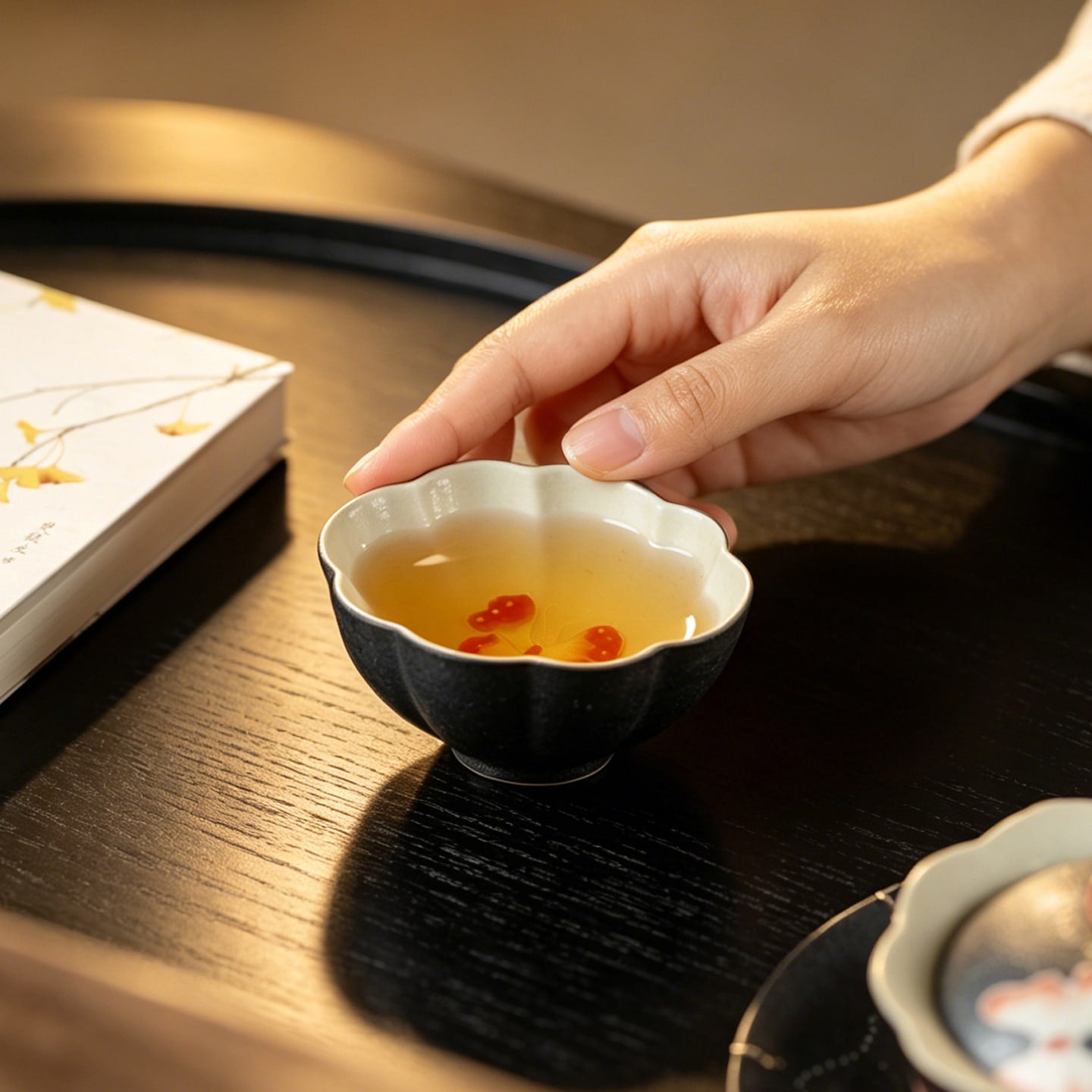 Midnight Black Zhuangzi's Butterfly Dream Shell Tasting Cup — view 2