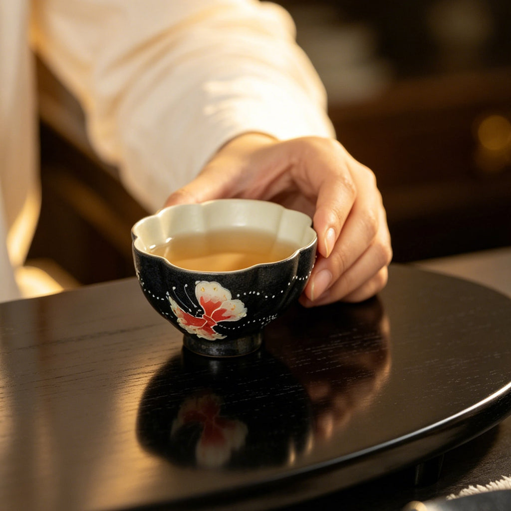Midnight Black Zhuangzi's Butterfly Dream Shell Tasting Cup — view 3