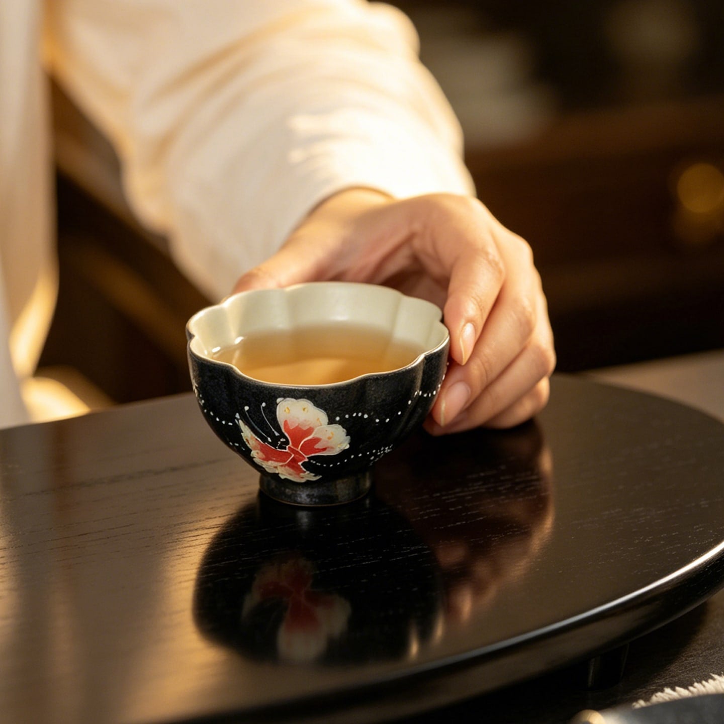Midnight Black Zhuangzi's Butterfly Dream Shell Tasting Cup — view 3