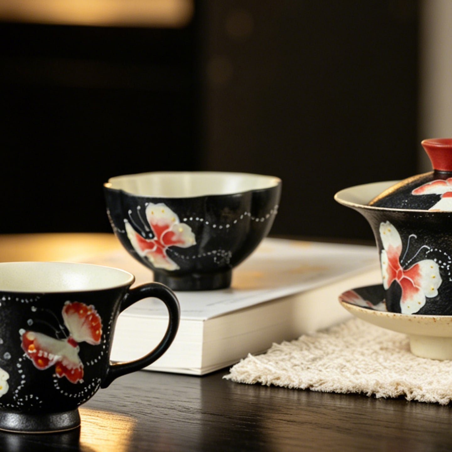 Midnight Black Zhuangzi's Butterfly Dream Shell Tasting Cup — view 4