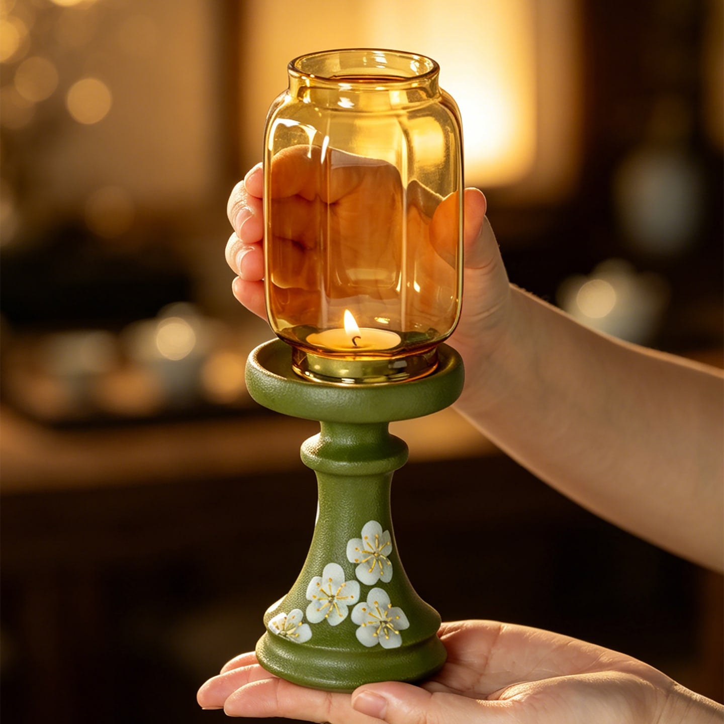Ming-Qing Painted Candle Holder — view 2
