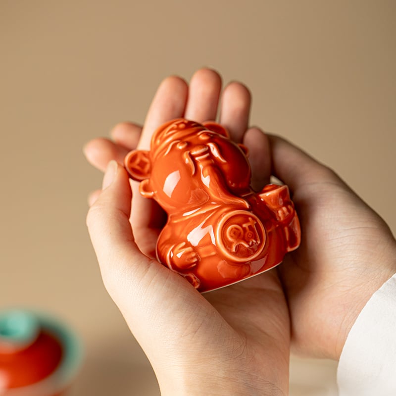 Palace Red Fortune Deity Tea Pet — view 4