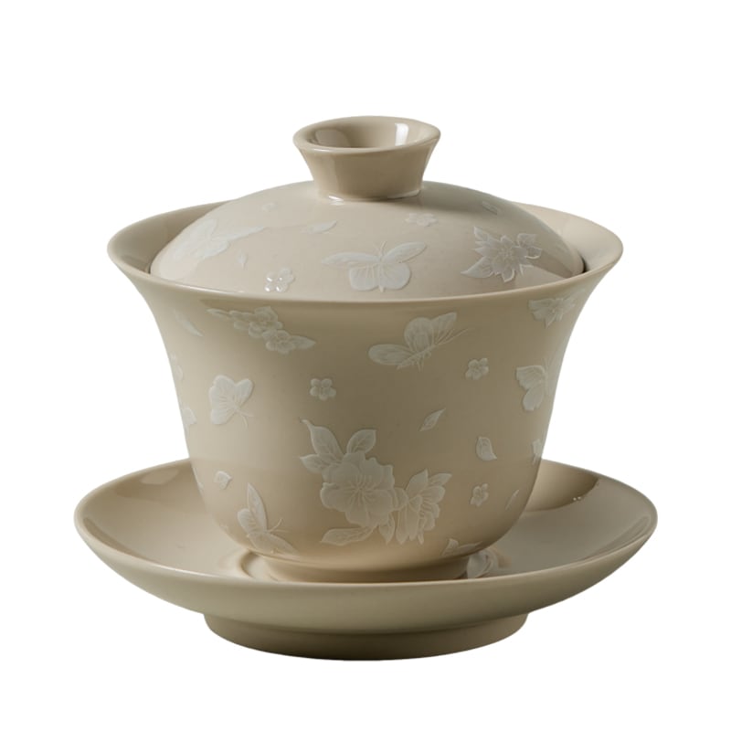 Pale Ash Butterfly Meadow Bell Gaiwan — view 1