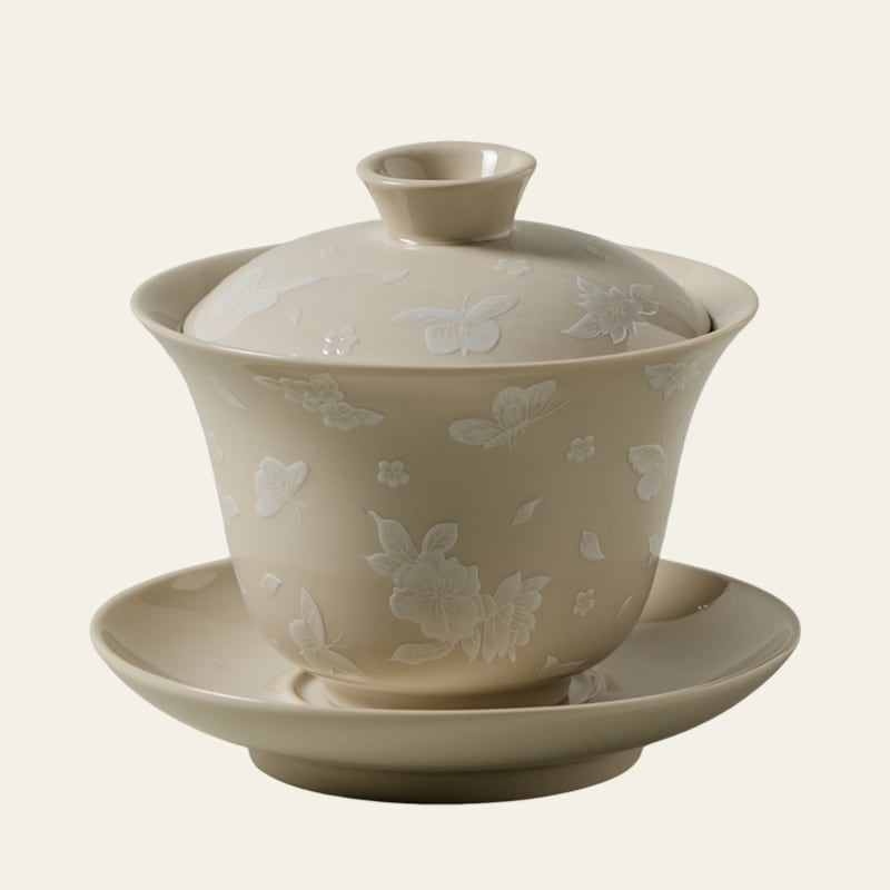 Pale Ash Butterfly Meadow Bell Gaiwan — view 2