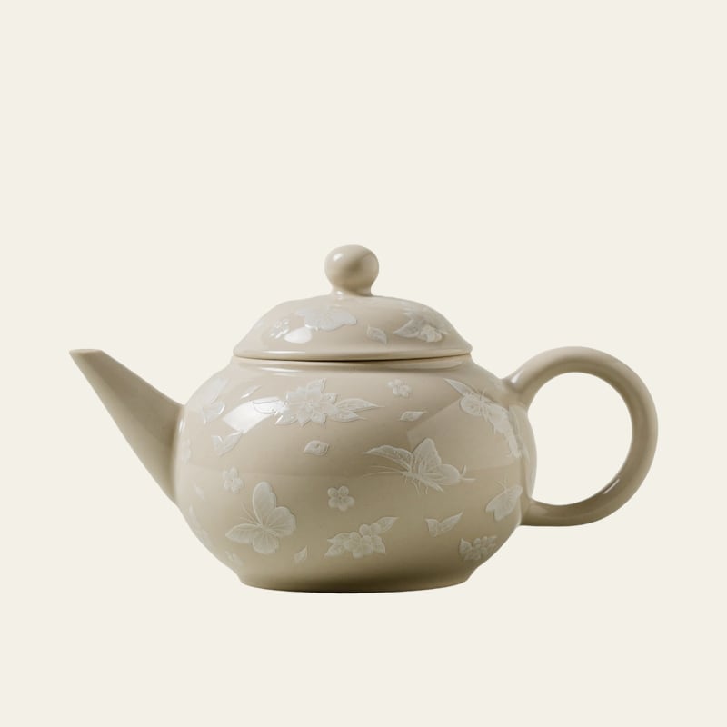 Pale Ash Butterfly Meadow Shuiping Teapot — view 2