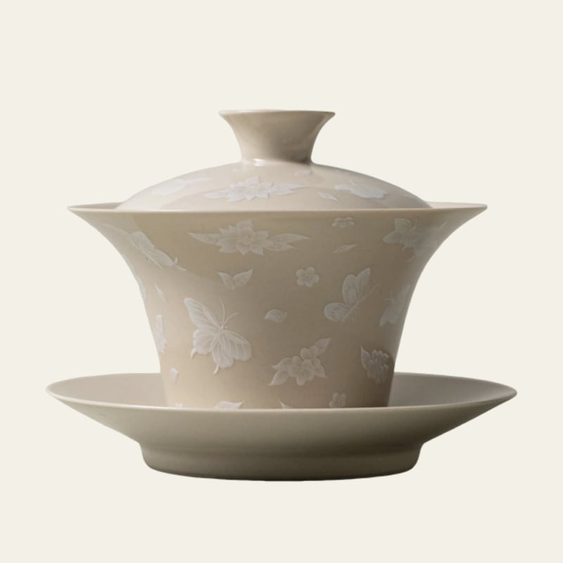 Pale Ash Butterfly Meadow Three-Piece Horseshoe Gaiwan — view 2