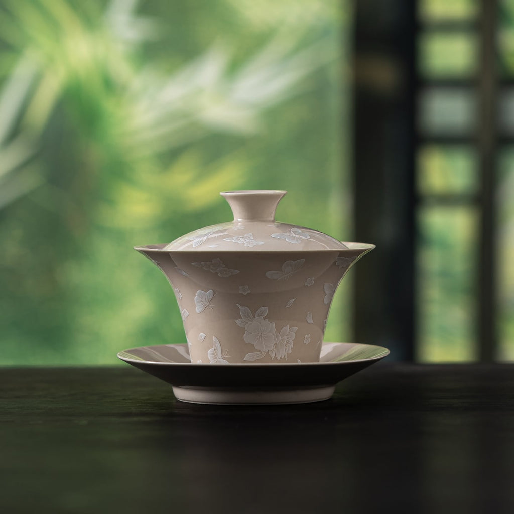 Pale Ash Butterfly Meadow Three-Piece Horseshoe Gaiwan — view 4