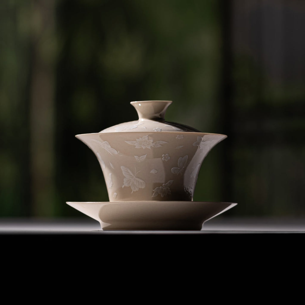 Pale Ash Butterfly Meadow Three-Piece Horseshoe Gaiwan — view 5