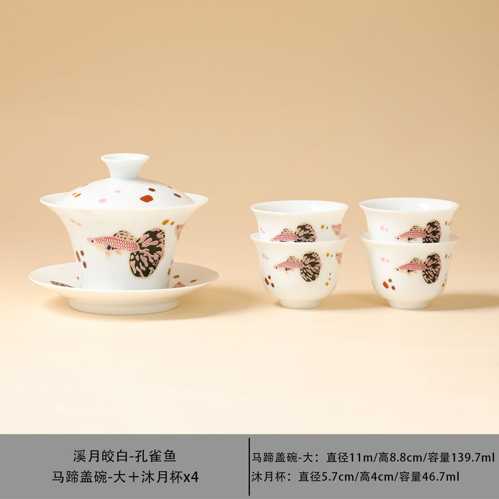 Peacock Fish Horseshoe Gaiwan Tea Set — view 4