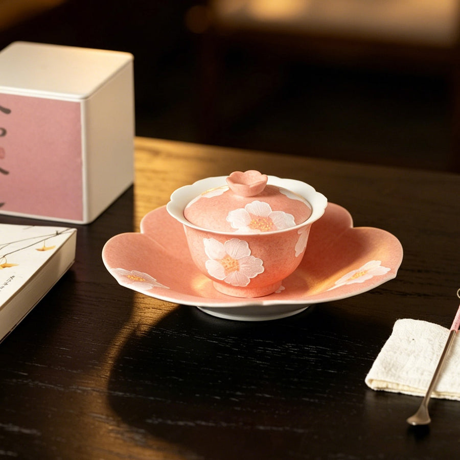 Sakura Pink White Camellia Clover Pot Rest — view 2