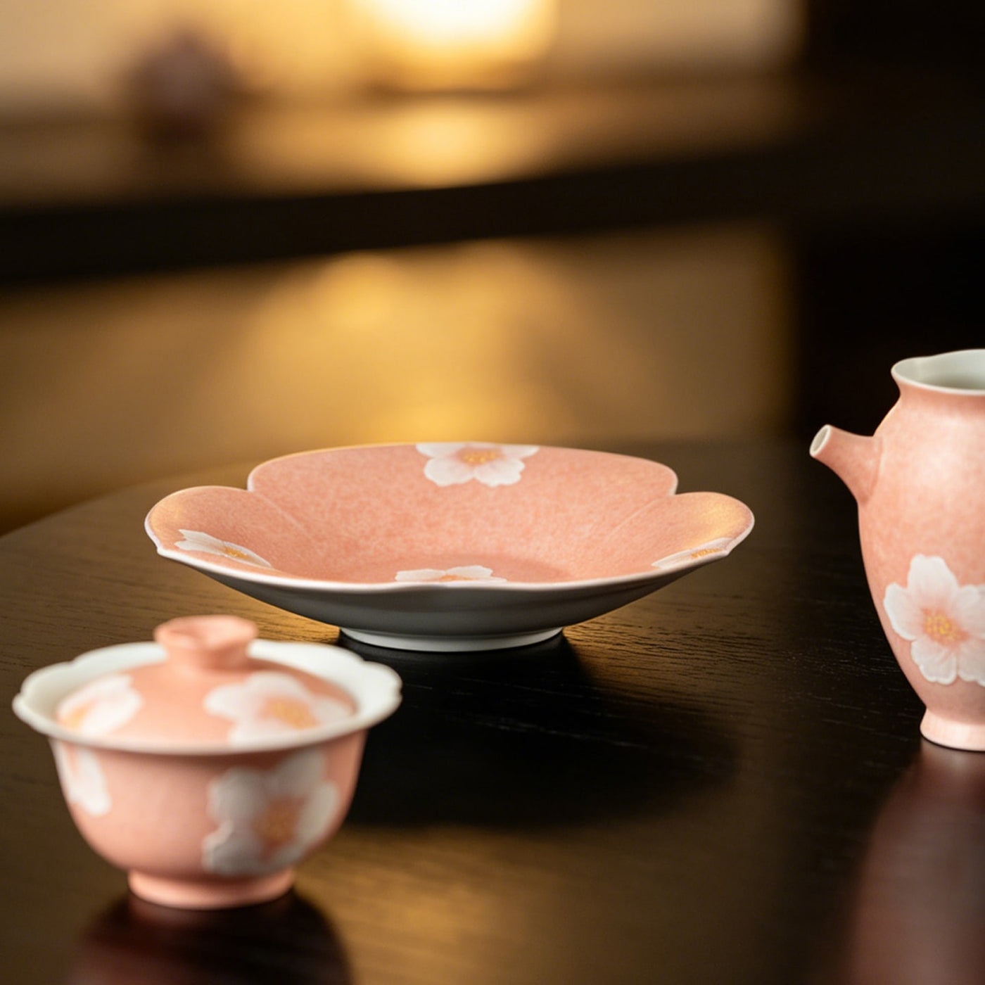 Sakura Pink White Camellia Clover Pot Rest