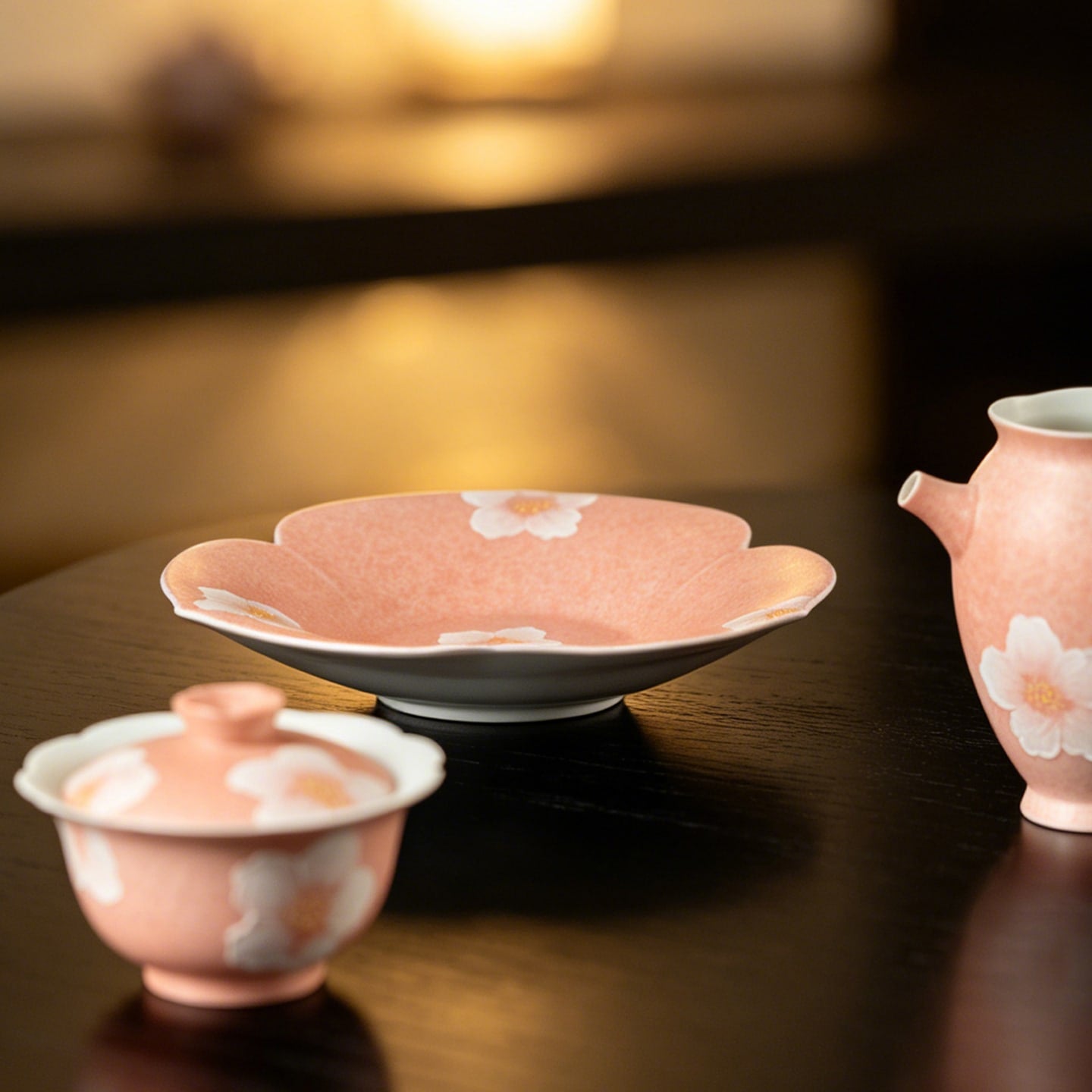 Sakura Pink White Camellia Clover Pot Rest — view 4