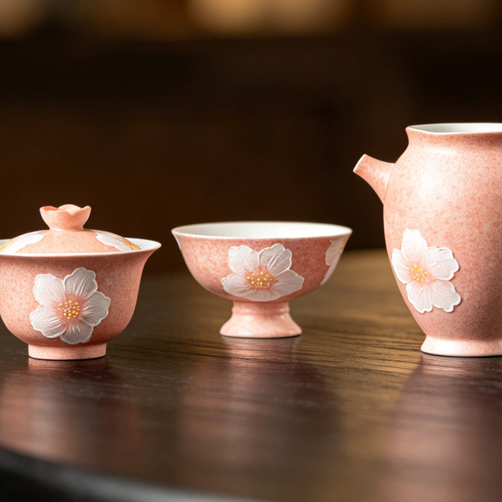 Sakura Pink White Camellia Distant Calm High-Footed Tasting Cup — view 3