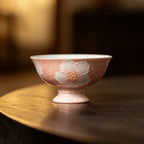 Sakura Pink White Camellia Distant Calm High-Footed Tasting Cup — view 5
