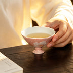 Sakura Pink White Camellia Evening Grain High-Footed Tasting Cup — view 2