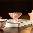 Sakura Pink White Camellia Evening Grain High-Footed Tasting Cup — view 3