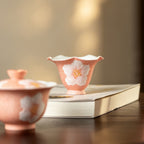 Sakura Pink White Camellia Flowing Cloud Petal-Rim Tasting Cup — view 3