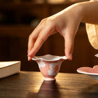 Sakura Pink White Camellia Flowing Cloud Petal-Rim Tasting Cup — view 4