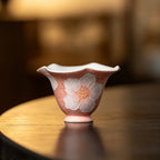 Sakura Pink White Camellia Flowing Cloud Petal-Rim Tasting Cup — view 5