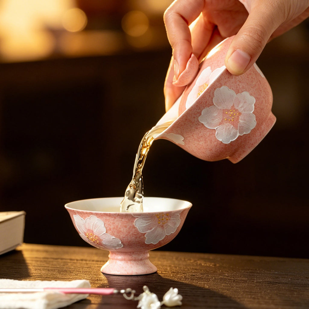Sakura Pink White Camellia Lotus Flared-Rim Gaiwan — view 2
