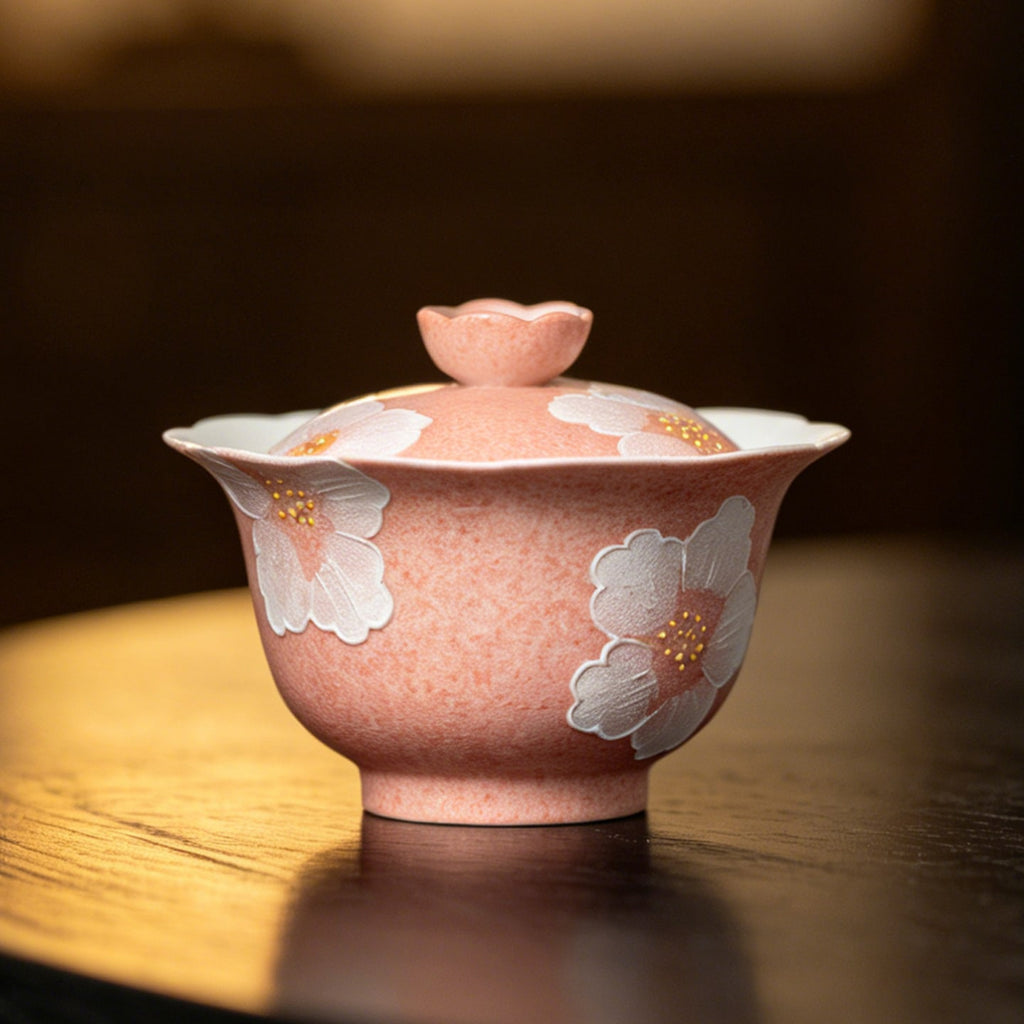 Sakura Pink White Camellia Lotus Flared-Rim Gaiwan — view 5