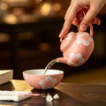 Sakura Pink White Camellia Melon-Ribbed Teapot — view 2