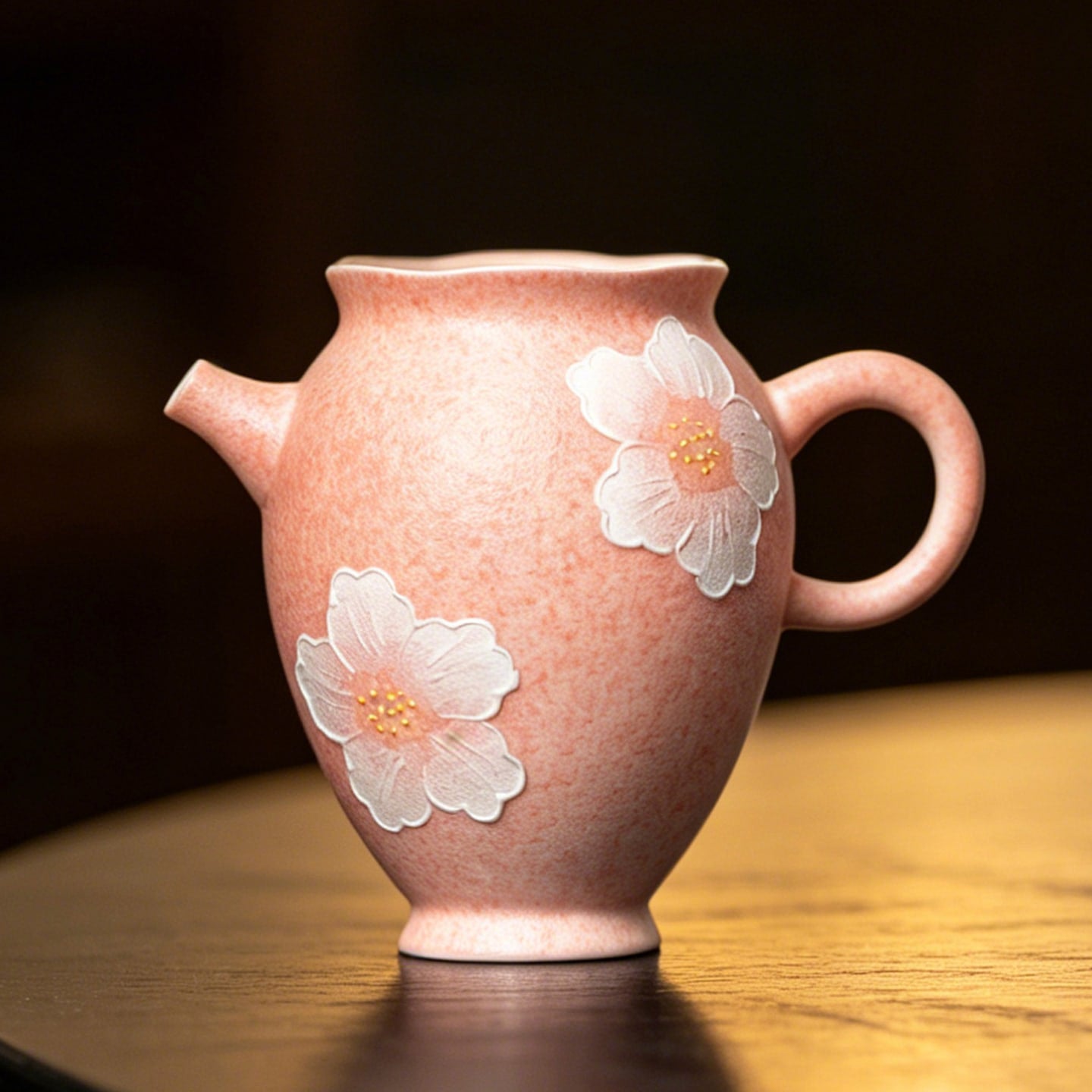 Sakura Pink White Camellia Quiet Journey Handle Fairness Pitcher — view 5