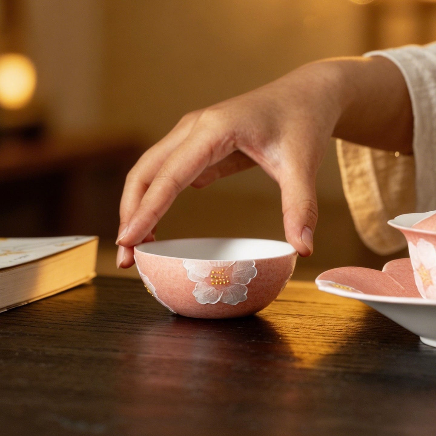 Sakura Pink White Camellia Sleeping Star Tasting Cup — view 4