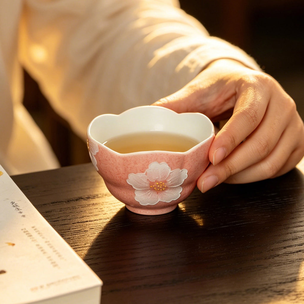 Sakura Pink White Camellia Withered Lotus Tasting Cup — view 2