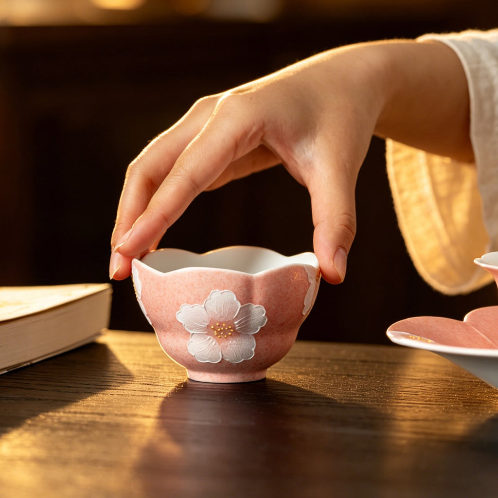 Sakura Pink White Camellia Withered Lotus Tasting Cup — view 4