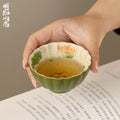 Tangerine Green Hand-Painted Lotus & Fish Chrysanthemum Tasting Cup — view 2