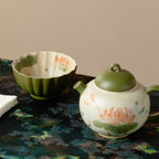 Tangerine Green Hand-Painted Lotus & Fish Chrysanthemum Tasting Cup — view 5