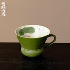 Tangerine Green Hand-Painted Lotus & Fish Clear-Sky Ear-Handle Tasting Cup — view 2