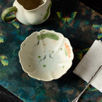 Tangerine Green Hand-Painted Lotus & Fish Faceted Wide-Rim Tasting Cup — view 3