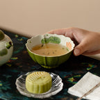 Tangerine Green Hand-Painted Lotus & Fish Faceted Wide-Rim Tasting Cup — view 4